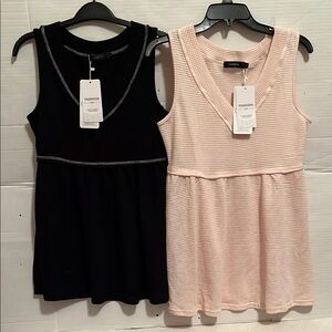 Black and Cream Tiered Babydoll Dress Sleeveless Scoop Neck- 2 for $10